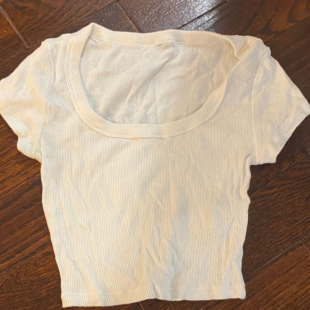 Cream Ribbed Women's Top